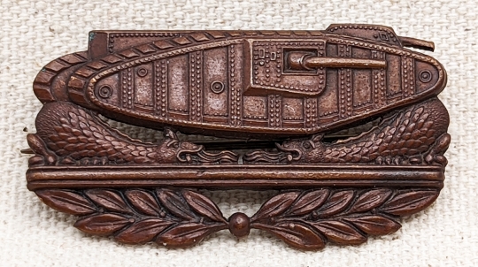 Rare WWI US Army Tank Corps Officer Collar Insignia for Right Collar