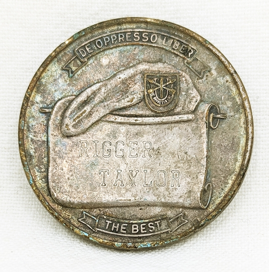 Ext Rare Early 1960s 10th Special Forces Group Trojan Horses Challenge Coin of Rigger Taylor