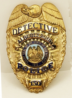 Nice 1970s-80s Albuquerque NM Police Detective Badge #150 Coat Size by Blackinton