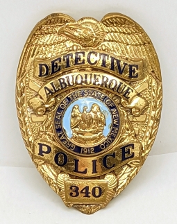 Nice ca 1990 Albuquerque NM Police Detective Shirt or Wallet Badge #340 by Entenmann Rovin
