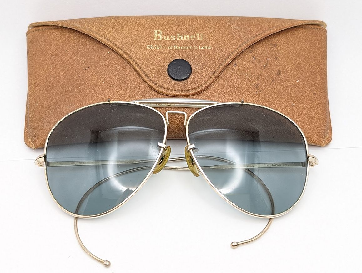 Rare Vintage 1960s Bushnell Aviator Blue Grey Lens Sunglasses by Bausch ...