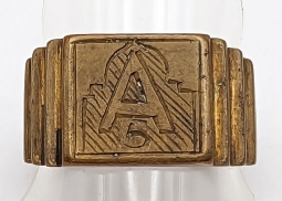 Great WWII Italian Made Deco Design 5th Army US GI Ring in Brass sz 9.25