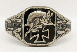 Rare & Poignant WWII German Next-of-Kin Memorial Ring in Enameled 800 Silver Man's/Father's Ring11.5