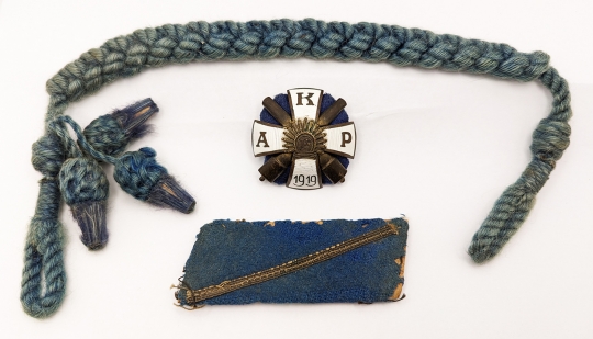 Rare 1920s Latvian Courland Artillery Regiment NCO Badge Lanyard & Collar Tab Kurzemes Artillerei