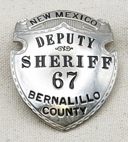 1930s Bernalillo Co NM Deputy Sheriff Badge by LAS&SCO in Nickel Plated Nickel