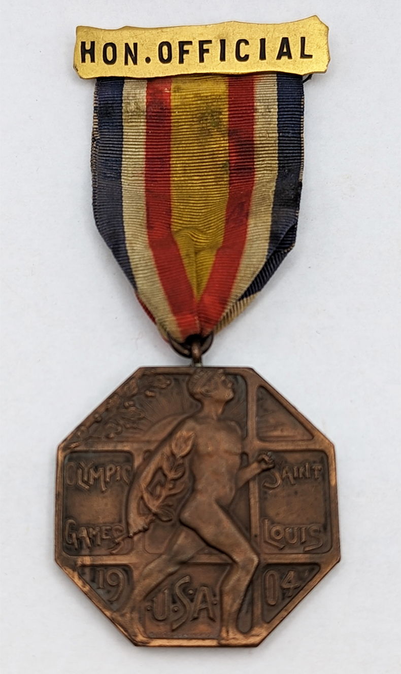 Ext Rare and Wonderful 1904 Olympic Games Honorary Official Ribboned Participant Medal Flying Tiger Antiques Online Store