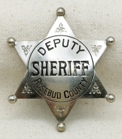 Great ca 1910s Old West Rosebud Co Montana Deputy Sheriff 6 pt Ball tip Star Badge