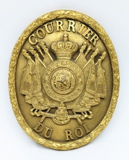 Wonderful 1870s-80s Belgian Royal Courrier Courrier Du Roi Large Heavy Cross Belt Plate