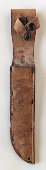 Original Untouched Early WWII USMC KaBar USN MARK II Fighting Knife Stapled Leather Scabbard