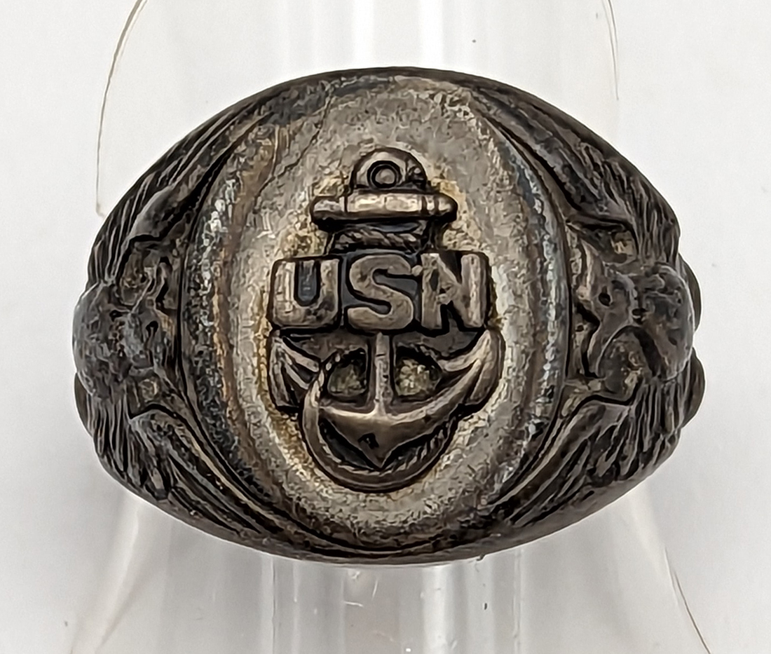 1930s - WWII USN CPO Chief Petty Officer Ring in Sterling