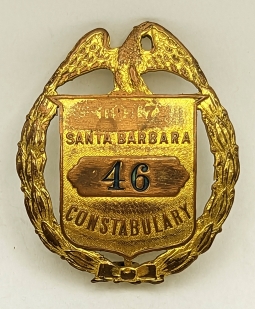 Great 1917 WWI Santa Barbara CA Constabulary Badge #46 by Moise-K S.F.