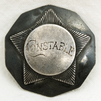 Wonderful 1860s-70s Coin Silver Boston Area Decagon Hand Engraved Constable Badge