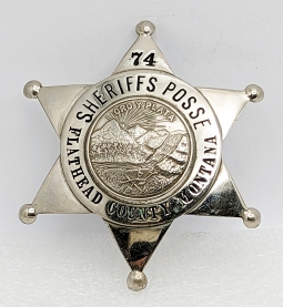 Great Old 1930s Flathead Co Montana Sheriff's Posse Badge #74