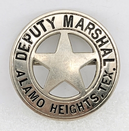Ext Rare ca 1910s-20s Alamo Heights TX Deputy Marshal Circle Star Badge