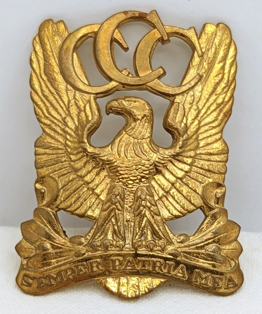 Rare ca 1940 CCC Civilian Conservation Corps Officer Visor Hat Badge in Gilt Brass