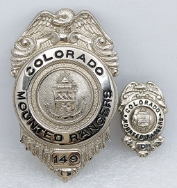 1950s-60s Colorado Mounted Rangers Badge #149 with Troop D Hat Badge