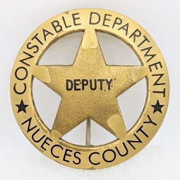 Great ca 1995 Nueces Co TX Deputy Constable Large Circle Star Badge by Entenmann Rovin