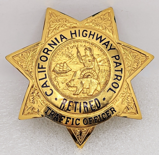 PIONEER CHP California Highway Patrol Traffic Officer E L McCabe Retired Badge & Pins Medals Patches