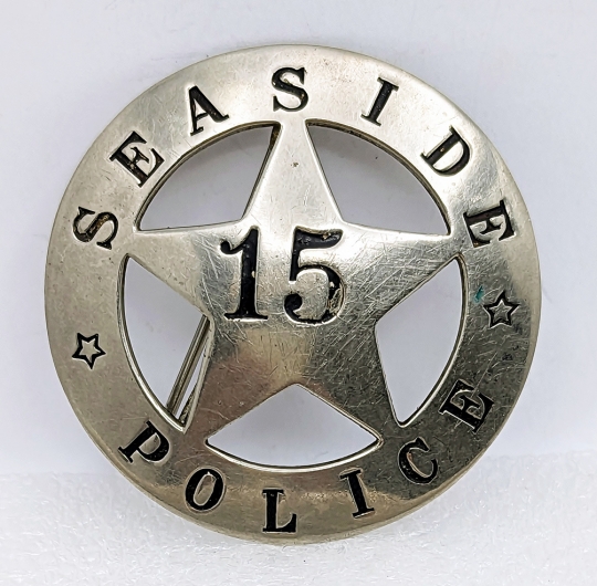 Early 20th Century Seaside OR LARGE Circle Star Police Badge