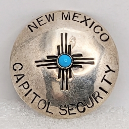 Ca 1990s-2000s New Mexico Capital Security Lapel Badge by Multiple Award-Winning Navajo Artist Alvin