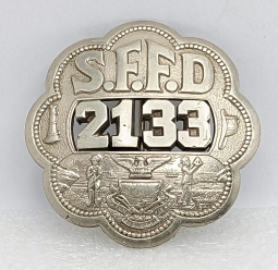 Scarce ca 1950 San Francisco CA Fire Dept Badge #2133 by Irvine & Jachens