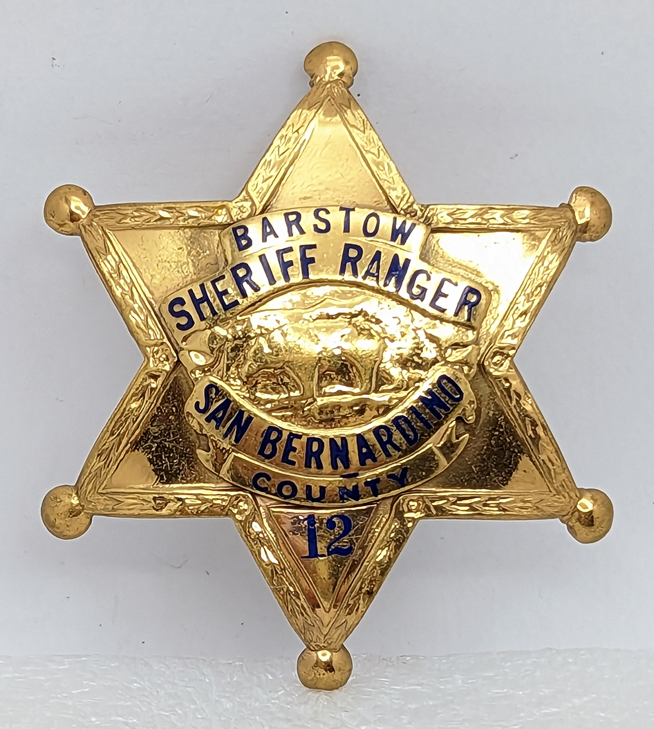 Great 1950s San Bernardino Co CA Barstow Sheriff Ranger Badge 12 of C