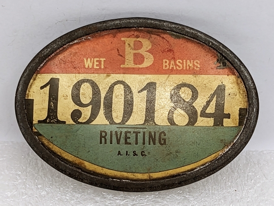 1920s Large Shipbuilding Workers ID for the Riveting Section of a Wet Basin A.I.S.C.