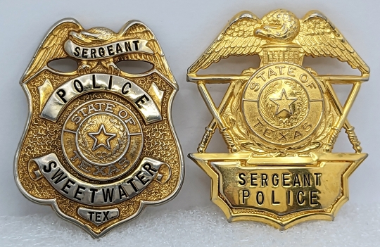 1950s-60s Sweetwater TX Police Sergeant Jacket & Hat Badge by GEO CAKE