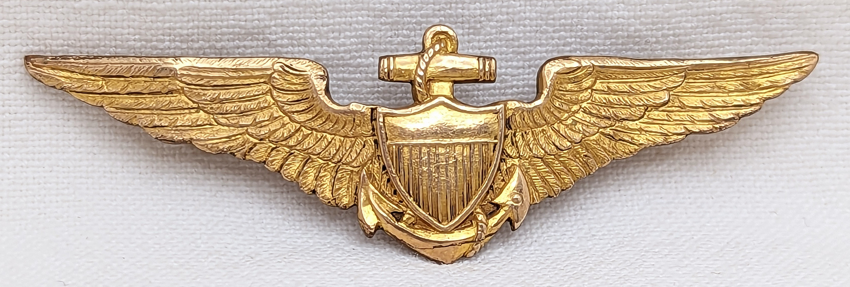 Gorgeous WWI USN US Navy Pilot Wing in Gold Fill on Brass by FH Noble ...