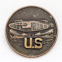 Great WWI US Army Tank Corps Sweetheart Pin Made from a Collar Disk