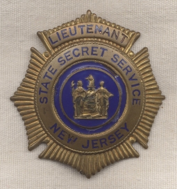 1930s New Jersey State Secret Service Lieutenant Badge