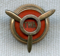 Sterling 1930s TWA 1 Year of Service Lapel Pin with WH Maker's Mark
