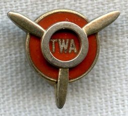 Sterling 1930s TWA 1 Year of Service Lapel Pin Pinback by WH