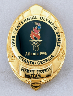 Iconic 1996 Centennial Olympic Games Atlanta Olympic Security Team Badge #3833