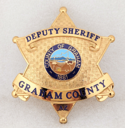 Great 1980s Graham Co AZ Deputy Sheriff Badge by Blackinton Scarce with County Seal