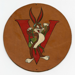 Great WWII ca 1943 FTD Victory Field Hand Painted Leather Bugs Bunny Jacket Patch EXT RARE