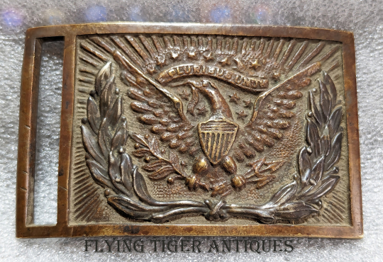Great Civil War Union Officer Model M1851 Brass Belt Buckle with Applied Silver Wreath