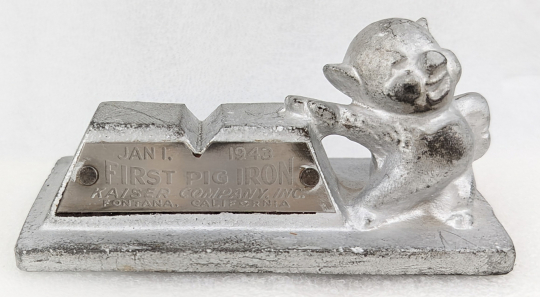 Wonderful WWII Home Front Paperweight Jan 1 1943 Kaiser Steel First Pig Iron