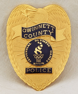 Large Beautiful 1996 Gwinnett Co GA Police Dept Centennial Olympic Games Commemorative Badge #587