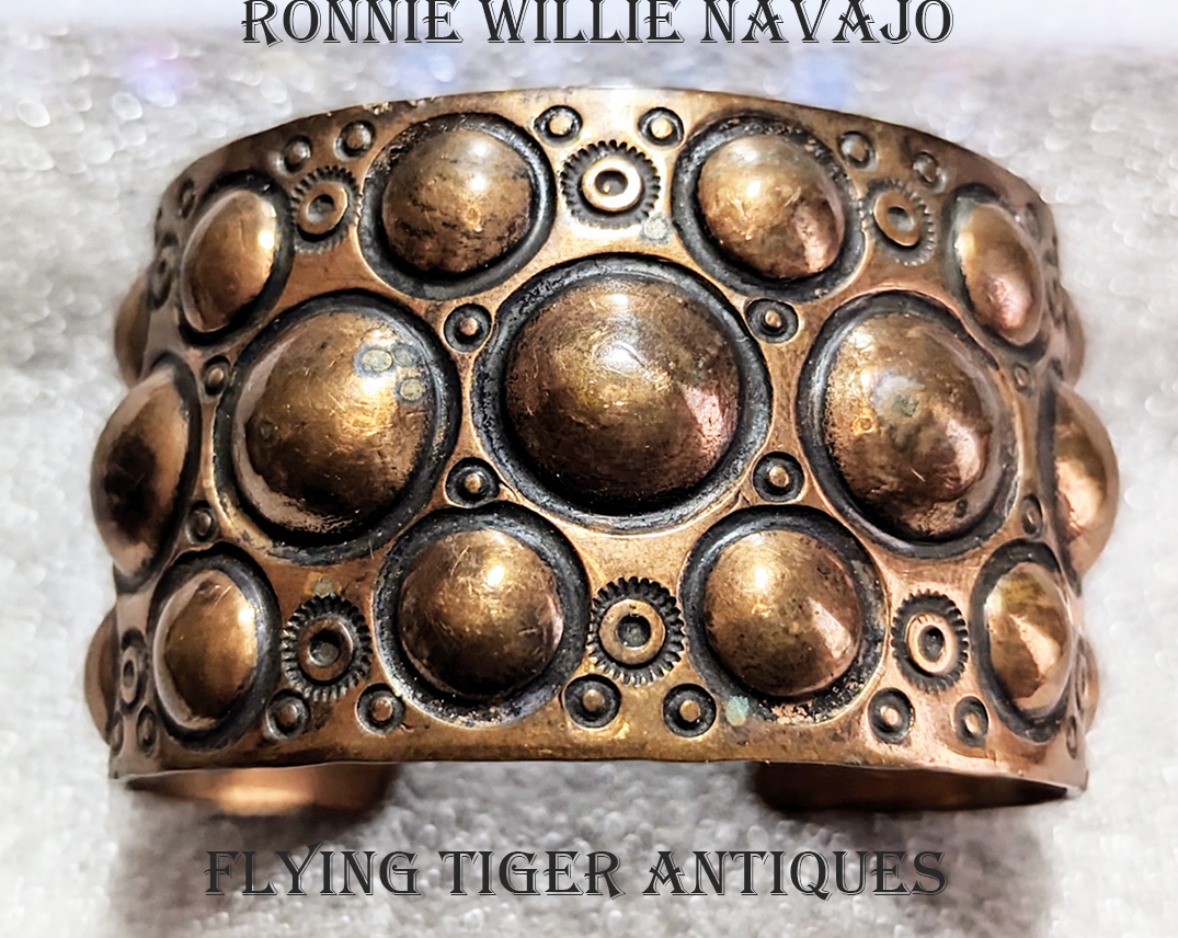Ron Willie Navajo Wide Copper Cross Bracelet Native American Ron Willie Navajo Wide Copper Cross Bracelet Native American