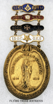 Rare Beautiful 1915 Arizona 50th Anniversary of Masonry Medal Aztlan Lodge No 1 Prescott