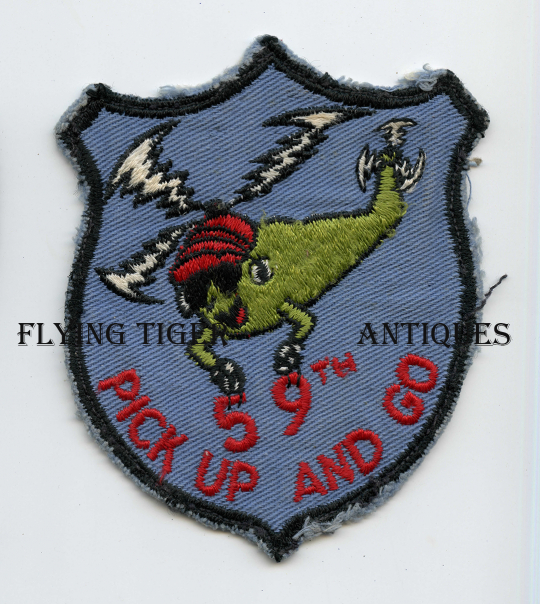Nice ca 1960 US Army 59th Transportation Co Helicopter Pocket Patch US Made, Removed from Uniform