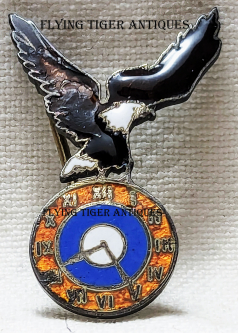 Ext Rare WWI US Air Service 825th Aero Squadron Badge French Made in enameled Silver