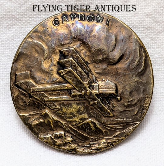 Ext Rare ca 1918-1919 Caproni Ca 48 Commercial Aircraft Promotional Bronze Medal Signed A. Terosa