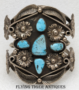Large Beautiful Navajo Silver Bracelet by F&D Charley