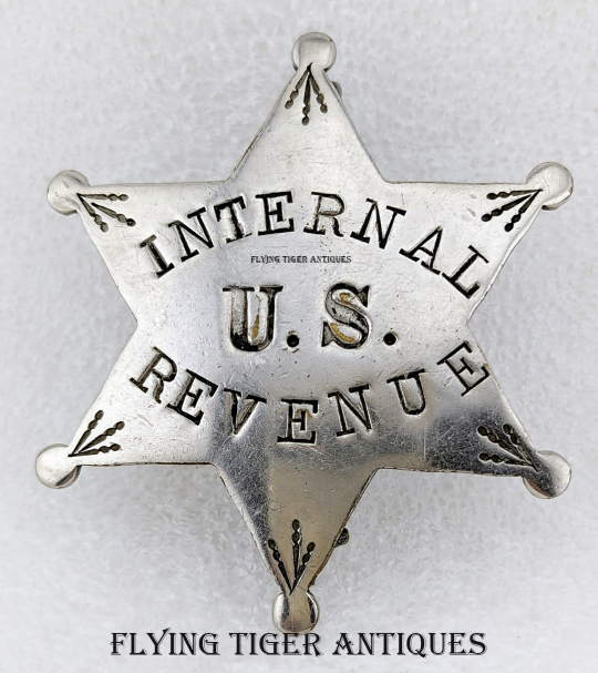 Rare & Early circa 1915 US Internal Revenue Badge of Liquor Fee Agent Ralph W Lilly