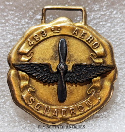 Gorgeous WWI USAS 493rd Aero Sq Watch Fob in Heavy 14K GF on Bronze by Dieges & Clust ca 1920