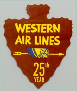 Western Air Lines 25th Year Anniversary Baggage Label