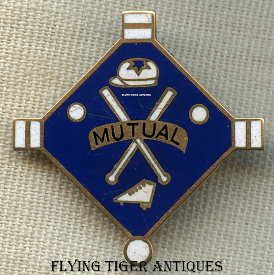 Ext Rare 1860s NY Mutuals Baseball Team Member Badge in 14K Gold Possibly Only One Extant