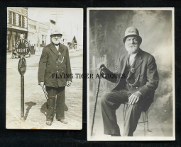 Wonderful ca 1915 RPPC & Studio Portrait of Milnor ND Chief of Police with Helmet & Billy Club